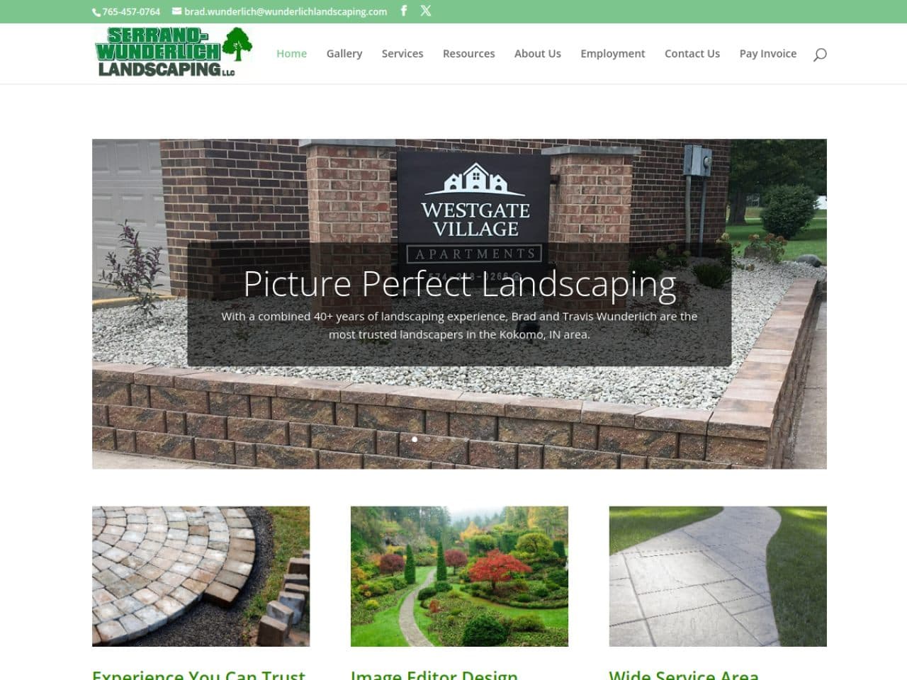 Screenshot of the Serrano-Wunderlich Landscaping website